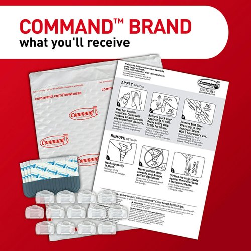 Command Round Cord Clips, Damage-Free Hanging Cable Clips, No Tools Wall Clips for Hanging Electrical Cables of Christmas Decorations, 13 Clear Cord Clips and 16 Command Strips