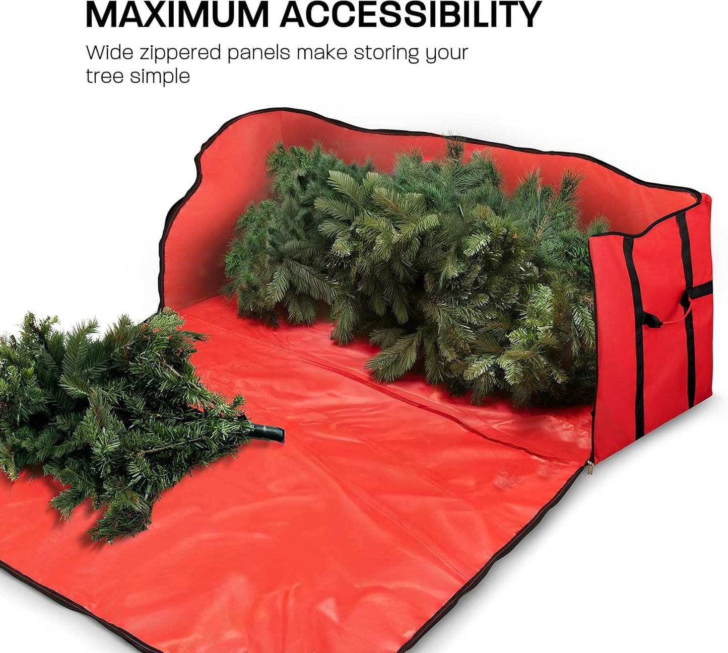 ZOBER Christmas Tree Storage Bag | Fits 9 Ft Trees - Durable 600D Oxford Fabric - Easy Access Design - Red