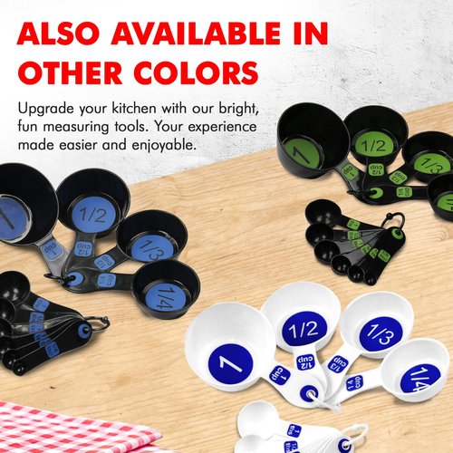 Chef Craft Easy to Ready Plastic Measuring Cup Set, 10 piece set, Green