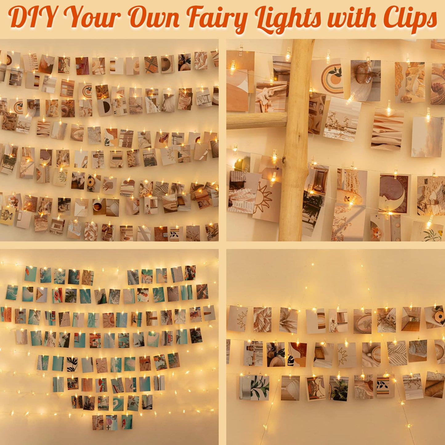 LUSHARBOR Photo Clips String Light, Fairy Lights with 51 Clear Clips, Battery Operated String Lights with Clips for Pictures, Room Decorations for Dorm Wall Bedroom