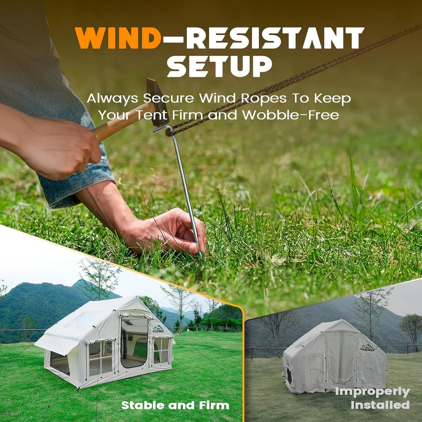 Skiennix Inflatable Tent - Quick Setup Skylight Design | Waterproof Oxford for 4-6 Person Camping