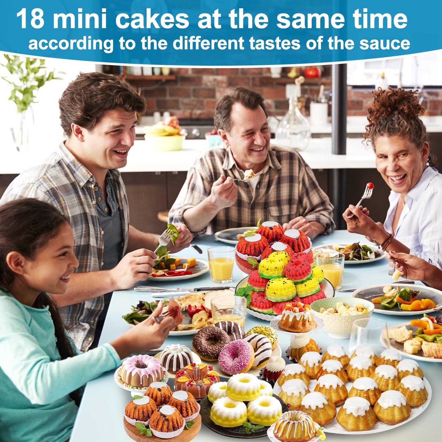 Palksky Mini Fluted Tube Pan Silicone 6-Cavity(3PCS), Multi-Cavity small Cake Baking Pan, mini moldes para chocoflan