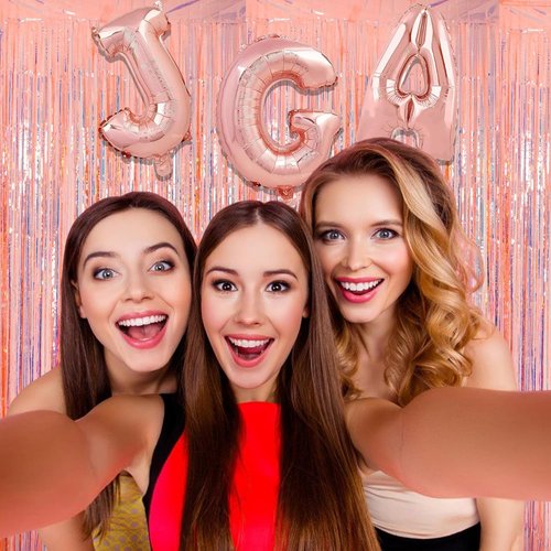 GREATRIL Iridescent Orange Tinsel Foil Fringe Curtain - Perfect for Birthday Party Backdrop | 3.2 x 6.5 ft, 2 Packs