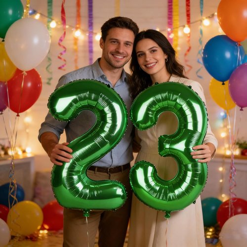Big 40-Inch Number 23 Balloons by [Brand Name] - Dark Green Foil Birthday Decorations for Women