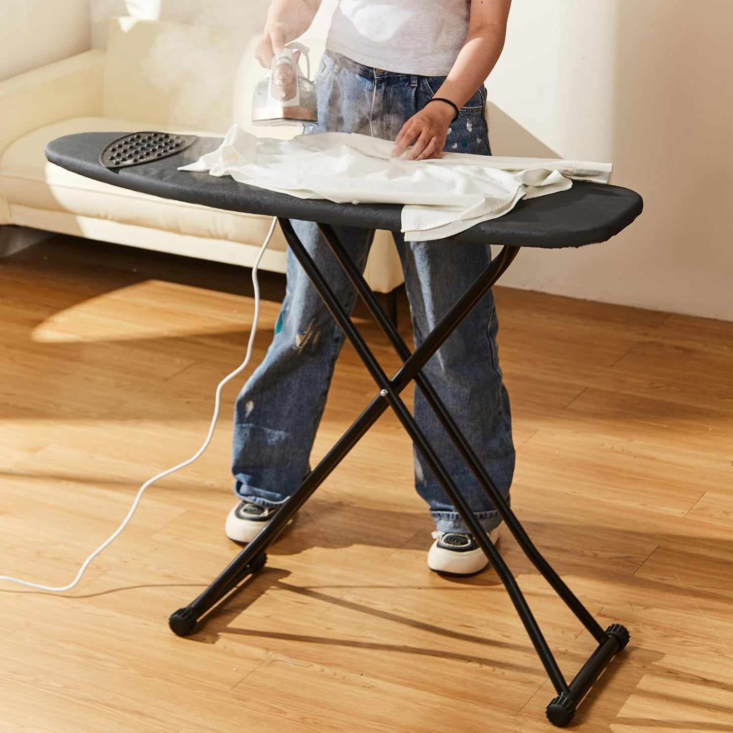 Skiennix Ironing Board - Foldable Adjustable Height with Heat-Resistant Cover | Lightweight & Durable for Home Use
