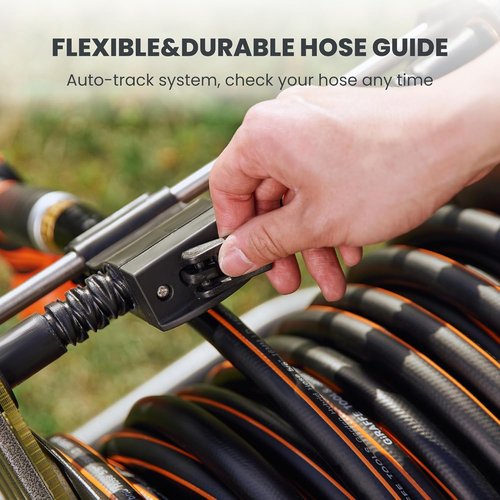 Giraffe Tools Garden Hose Reel Cart - Heavy Duty Metal Design | 200 ft Capacity with Wheels for Easy Mobility