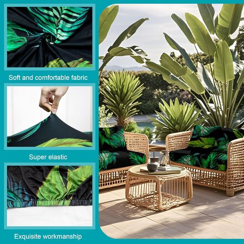 BIETYONE 12-Piece Stretch Patio Cushion Covers - Washable Outdoor Sofa Slipcovers for Furniture Protection