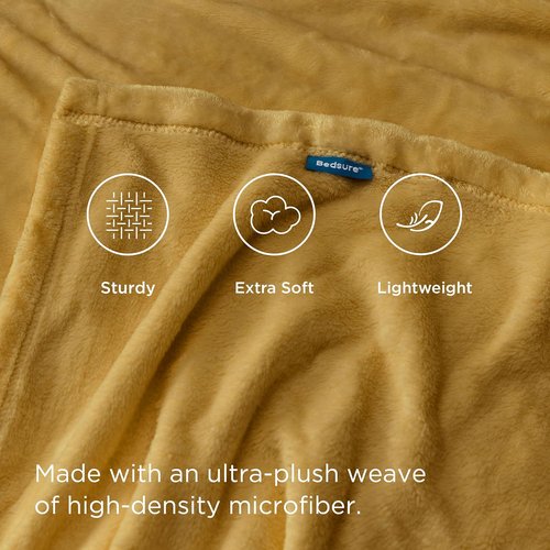 Bedsure GentleSoft Fleece Blanket - Lightweight Plush Cozy Twin Size Yellow 60x80 Inches for Bed & Travel