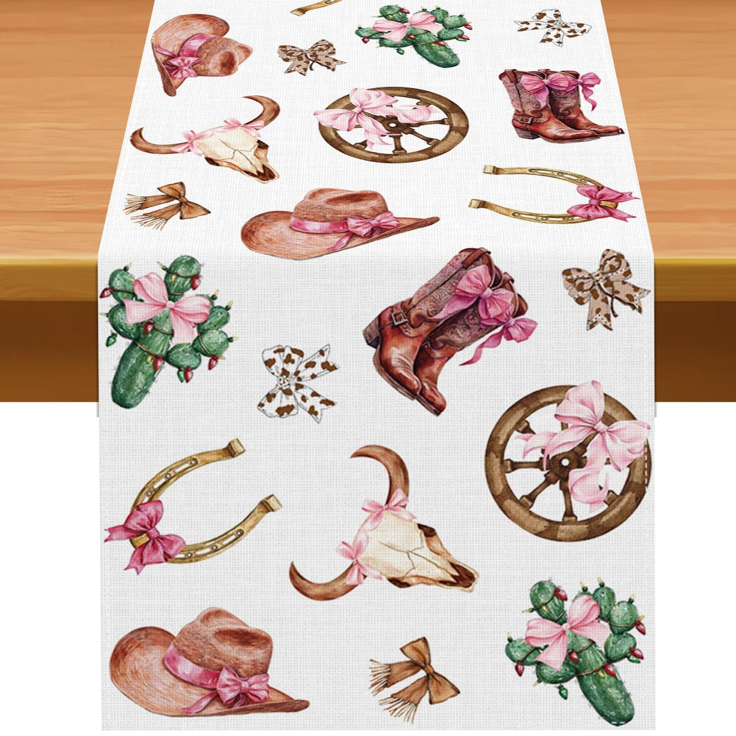 Pudodo Western Cowgirl Table Runner Wild West Rodeo Cowgirl Birthday Baby Shower Party Decoration Picnic Kitchen Dining Room Home Decor