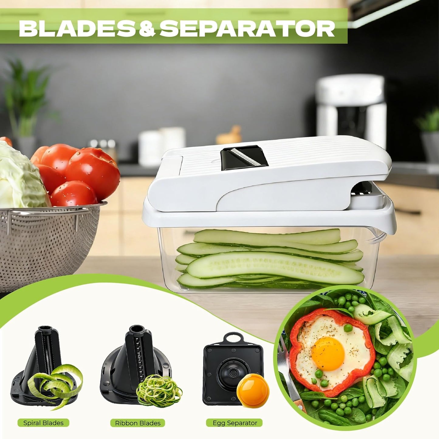 Skiennix 17-in-1 Vegetable Chopper - Multifunctional Mandoline Slicer with Container & Gloves | Perfect for Potatoes, Carrots, Garlic & Salad Prep