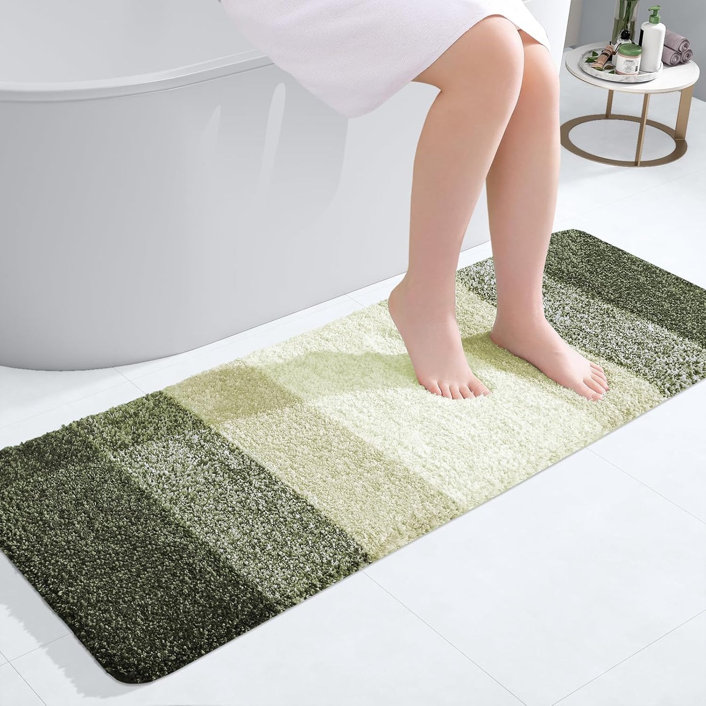 OLANLY Bathroom Runner Rug - Extra Soft Absorbent Microfiber Mat | Quick Dry, Washable, 47x17, Dark Green