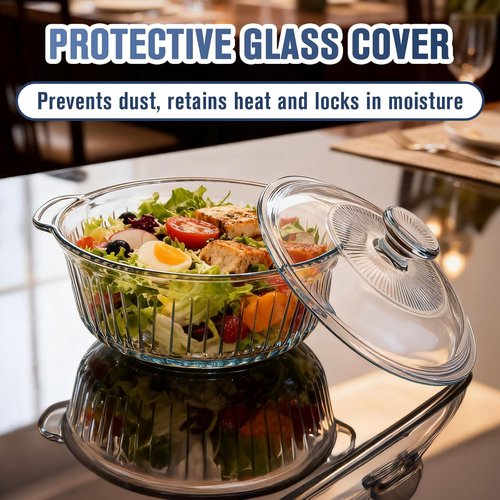 Clear Glass Baking Dishes by [Brand Name] - 2 Pack Round Casserole Dishes with Lids | Oven Safe, 1.7Qt & 2.5Qt