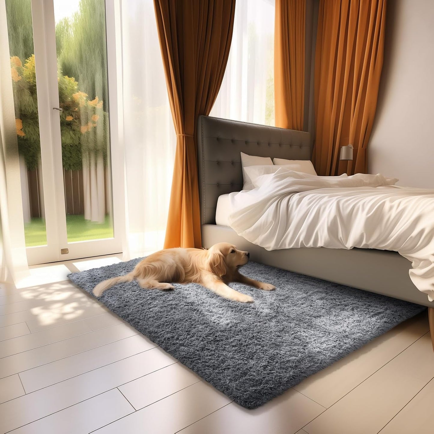 Ophanie 2x3 Light Grey Fluffy Rug - Comfy Plush Shag Carpet for Kids & Living Room Decor