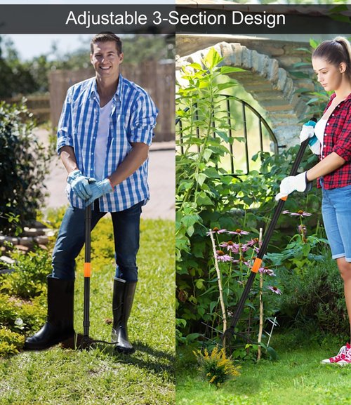 GardenWeasel Weed Puller Tool - 4-Claw Stand-Up Gardening Tool with 47.8" Adjustable Stainless Steel Handle