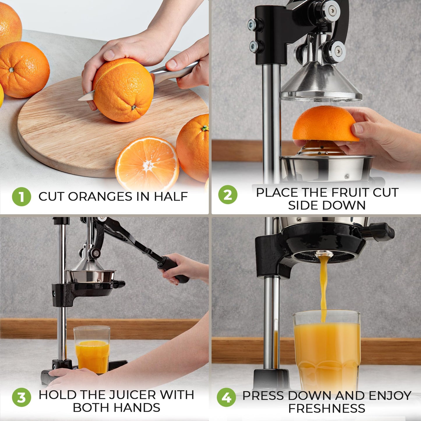 Zulay Kitchen Extra Tall Citrus Press Manual Juicer - Manual Orange Juice Squeezer, Fits Tumblers, Tall Glasses and Cups - Fruit Press & Juice Press, Juice Presser Machine & Citrus Juicer Manual