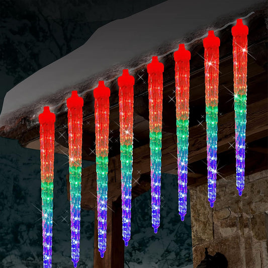 WATERGLIDE Meteor Shower Lights - 12" Outdoor Icicle Christmas Lights | 192 SMD LED Raindrop Decor
