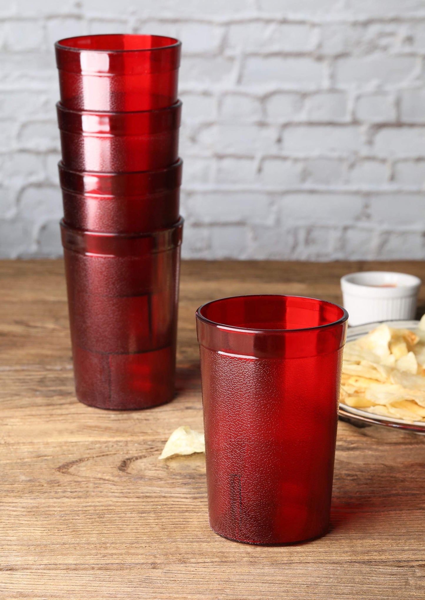 New Star Foodservice Restaurant-Grade Polycarbonate Beverage Tumblers, 8 oz, Red, Set of 12