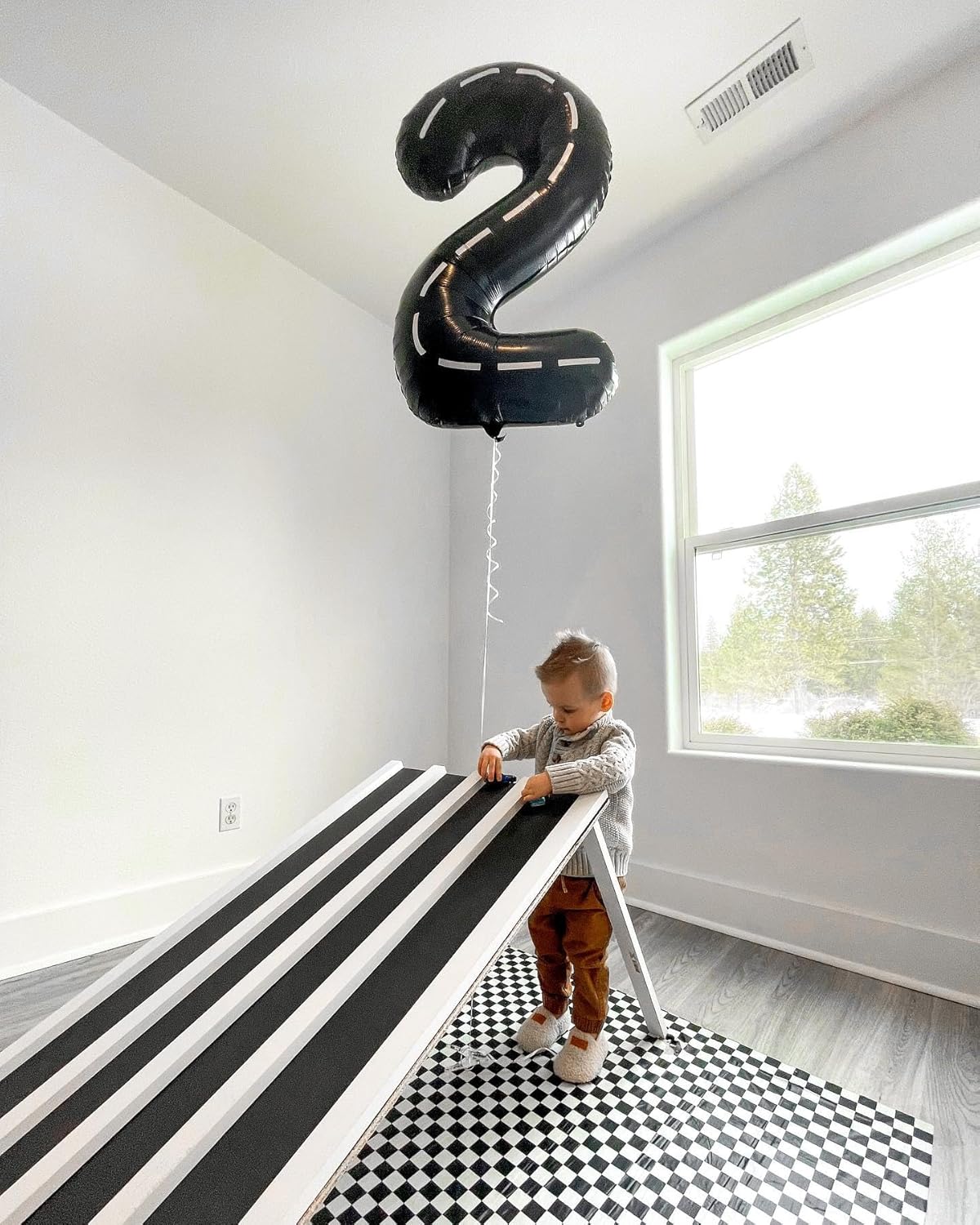 Race Car 2 Balloon - 40 Inch Black Number 2 Balloon for Birthday Party Decorations