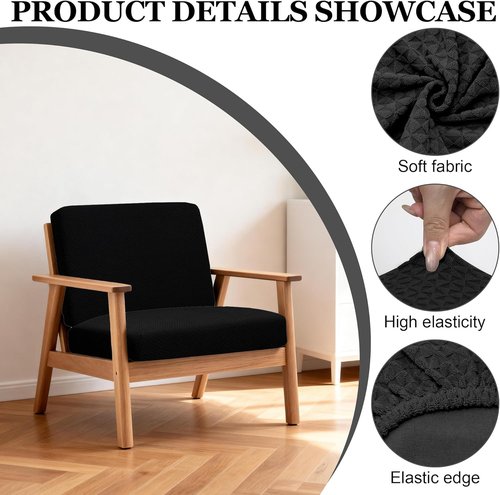 BIETYONE Patio Cushion Covers - 4Pcs Stretch Slipcovers for Outdoor Sofa - Washable & Reusable Protectors
