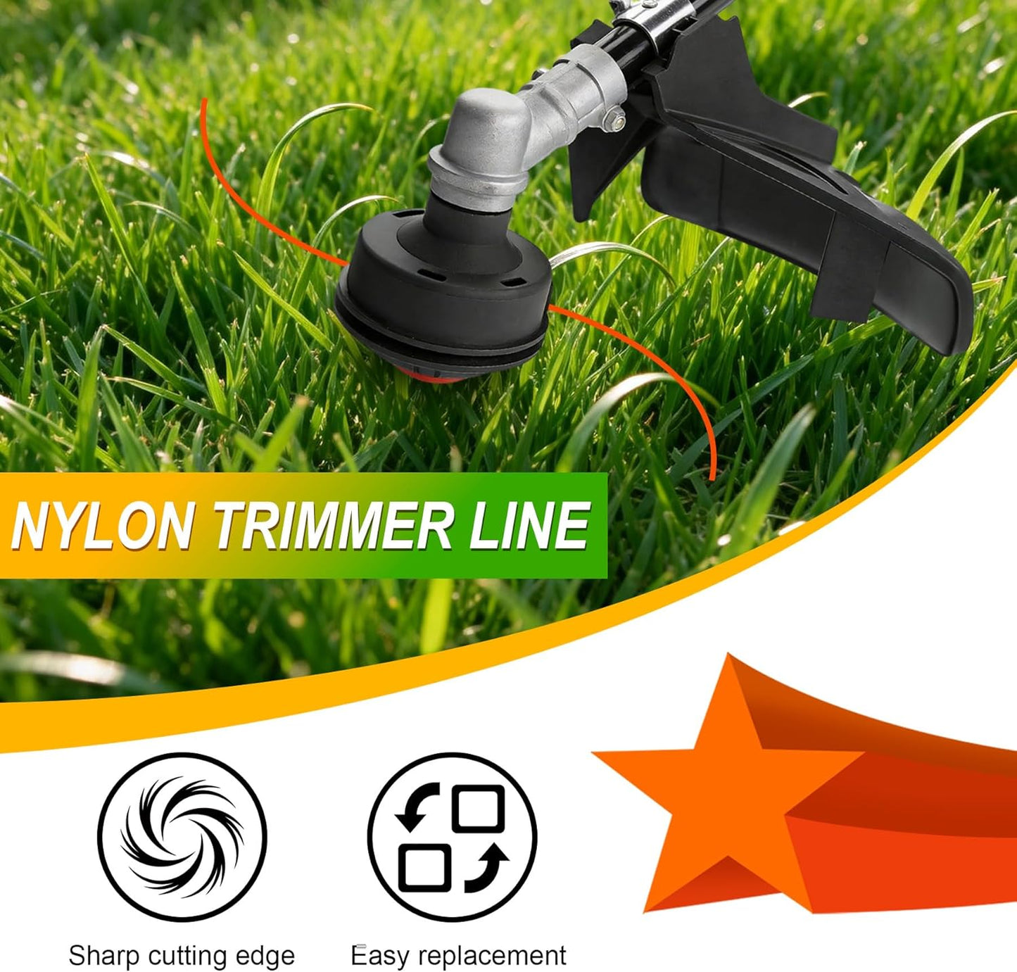 Weed Eater .095" Pentagonal String Trimmer Line - 1LB Orange Universal Replacement