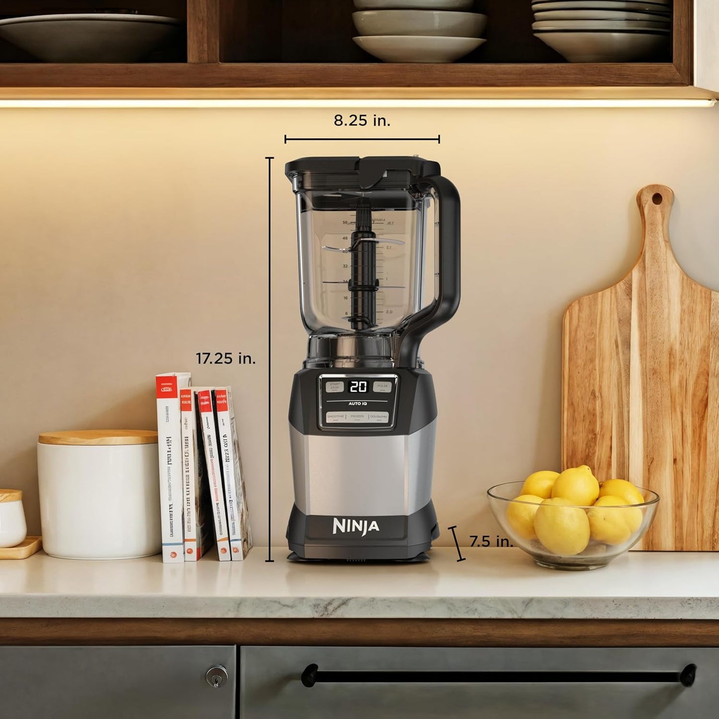 Ninja Blender - Compact Kitchen System with 1200W Power | 3 Functions for Smoothies, Dough & Frozen Drinks | 72-oz. Pitcher, 40-oz. Bowl & 18-oz. Cup in Grey