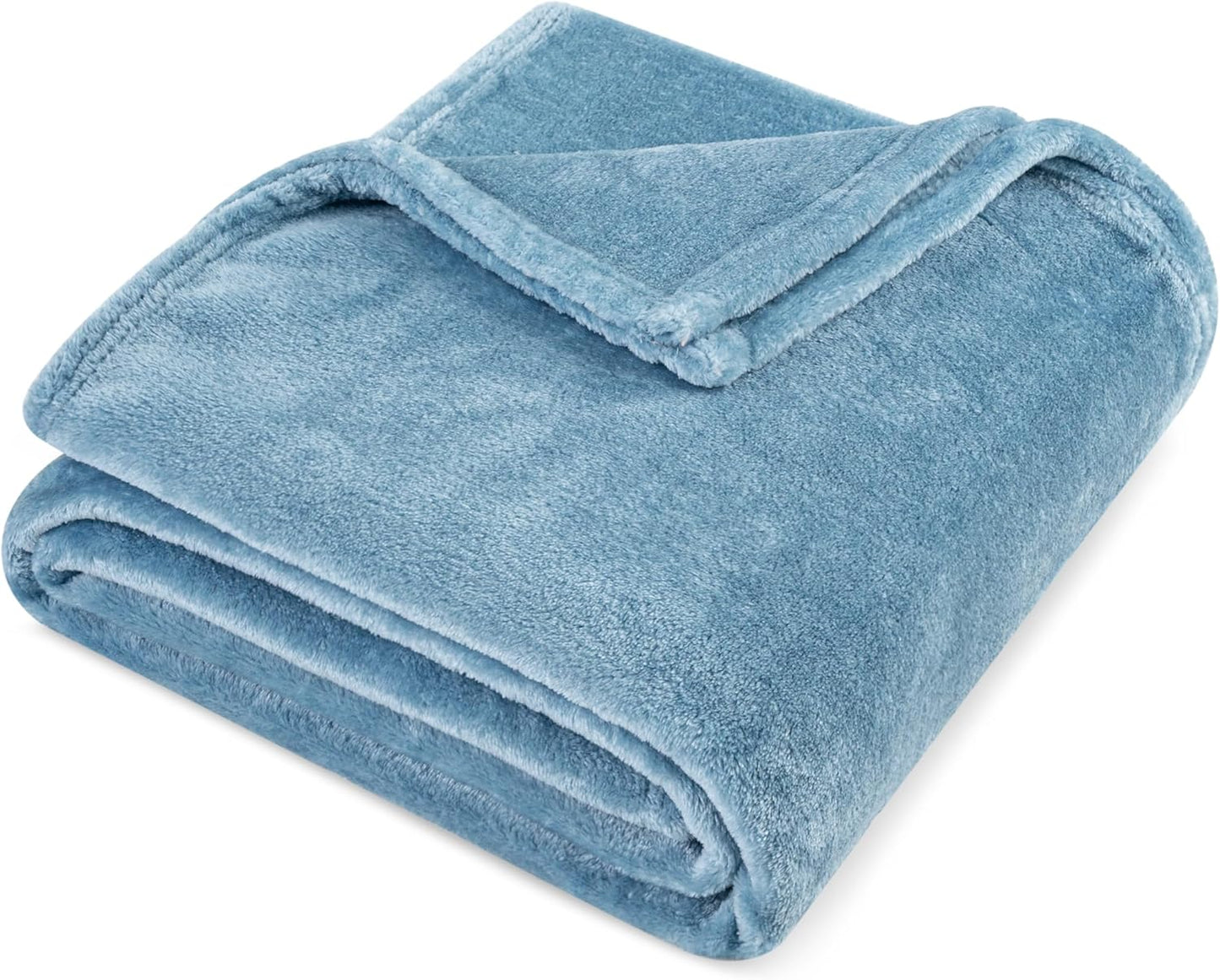 PAVILIA Dusty Blue Fleece Throw Blanket - Super Soft Flannel Sofa Blanket | Cozy 50x60" Plush Gift