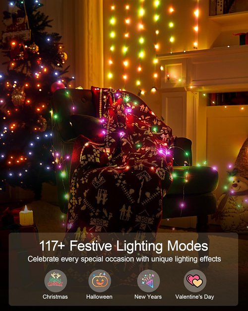 Ariceleo Fairy Lights - 32.8 ft USB Powered RGB String Lights with Remote & APP Control | Waterproof Copper Wire LED Twinkle Lights for Christmas, Weddings & Parties