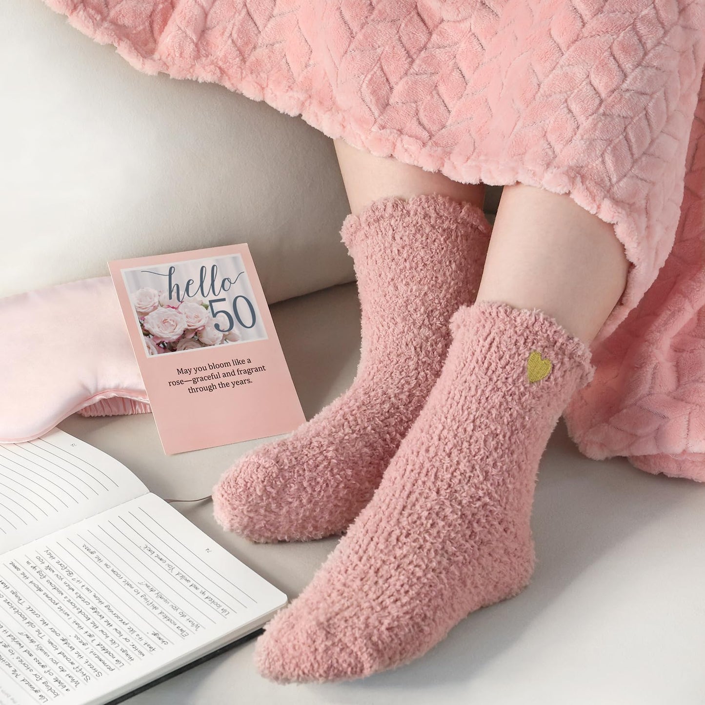 50th Birthday Gifts for Women - 50th Birthday Gifts for Her Happy Birthday Gifts for 50 Year Old Woman with Blankets Wine Glass 1975 Rose SPA Gifts Care Package for Women, Mom, Sister, Friend, Wife