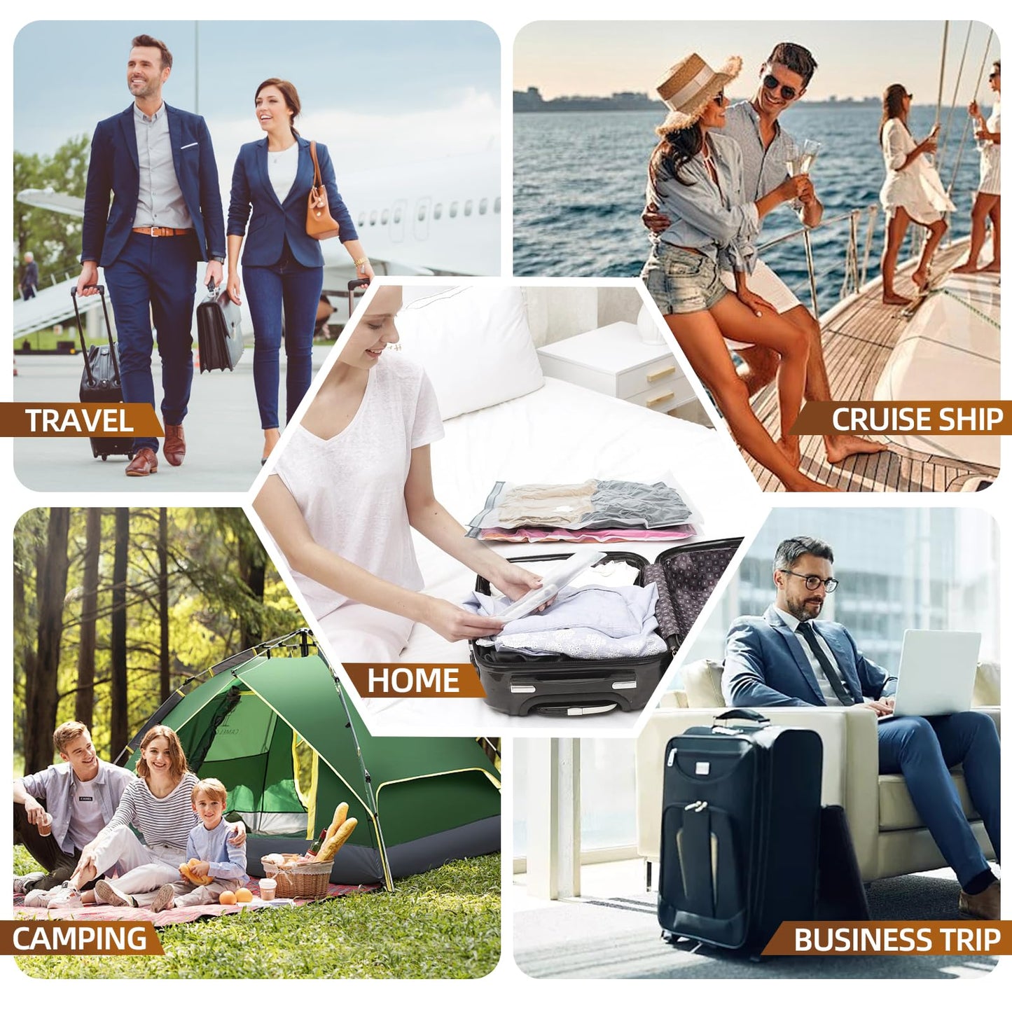 Vacuum Seal Bags for Clothing Travel, 16 Pack (3 Jumbo/3 Large/3 Medium/3 Small/4 Roll) Vacuum Storage Bags with Portable Electric Pump, Space Saver Bags for Luggage, Suitcase, Clothes, and Blankets