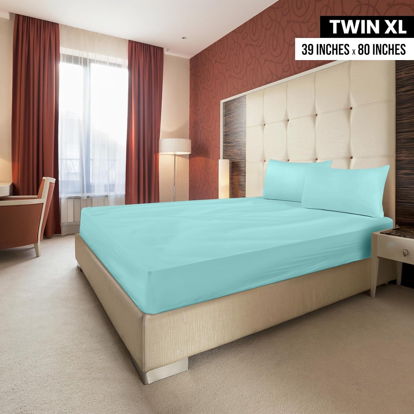 Utopia Bedding Twin XL Fitted Sheets - Soft Brushed Microfiber - Deep Pockets, Spa Blue - Bulk Pack of 2