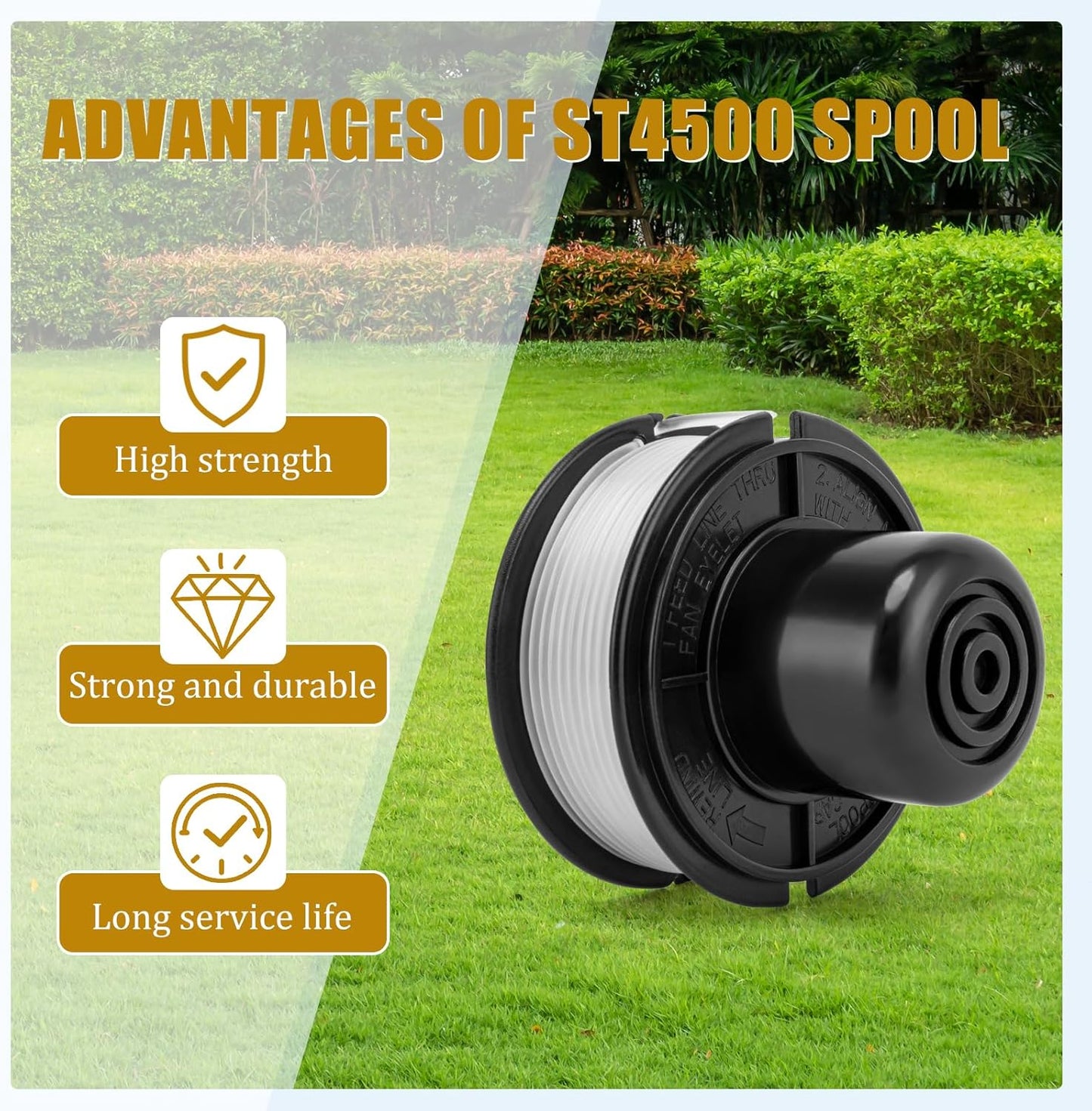 KAKO ST4500 Replacement Spool - 20ft 0.065” Line for Black & Decker Weed Eater | 10+2+2 Pack
