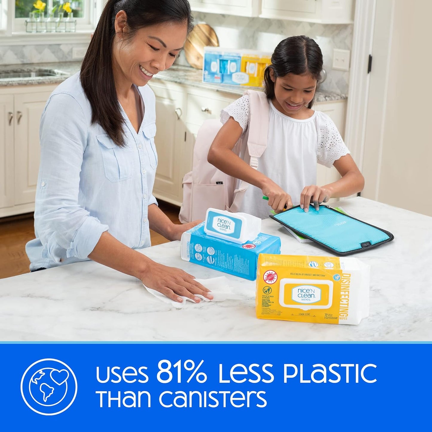 Nice 'N Clean Disinfecting Surface Wipes - 304ct | Effective Home & Kitchen Cleaner | Fresh Lemon Scent