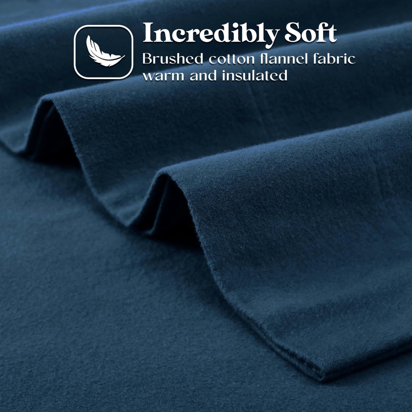 Superior Paisley or Solid Flannel Cotton Sheet Set, Fuzzy Warm Sheets, Traditional Bohemian Bedding, Includes 1 Flat Sheet, 1 Elastic Deep Pocket Fitted Sheet, 1 Pillowcase, Twin XL, Navy Blue