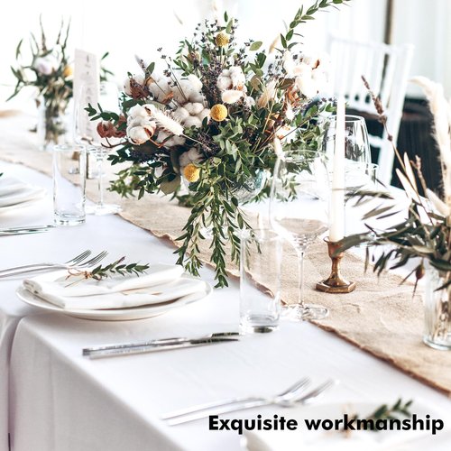 Fixwal White Tablecloth Rectangle 70 x 120 Inch, 2 Pack 6-8ft Polyester Fabric Table Cloths Rectangular Table Covers for Party, Banquet, Dining, Birthday, Wedding