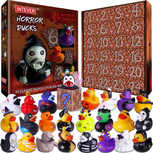 Intever Advent Calendar 2025 - Horror Rubber Duckies - 24 Days of Spooky Fun | Collectible Holiday Gift for All
