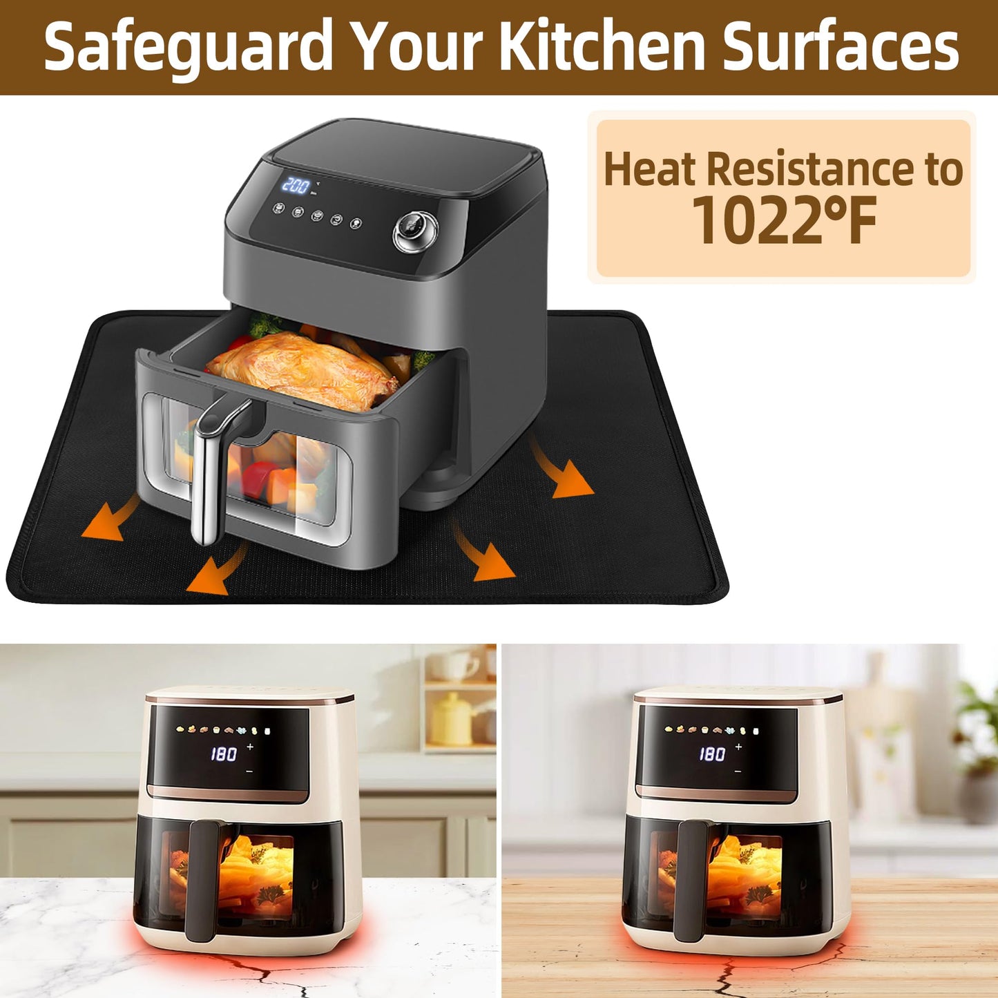 Mee 2ou Hot Pads for Kitchen Heat Resistant Mats for Countertop - 16 x 24 Inches Firproof Silicone Kitchen Counter Countertops Mat Coffee Mat Under Air Fryer Oven Toaster Coffee Maker Protector