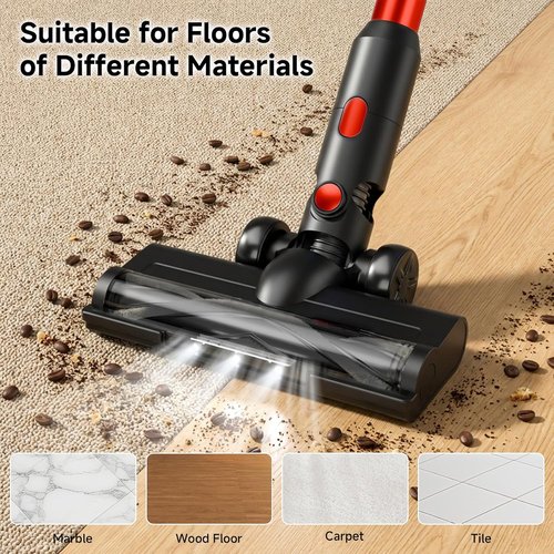 BSNAW Cordless Vacuum Cleaner - Lightweight 8-in-1 Stick Vacuum with 45-Minute Runtime | Red & Black