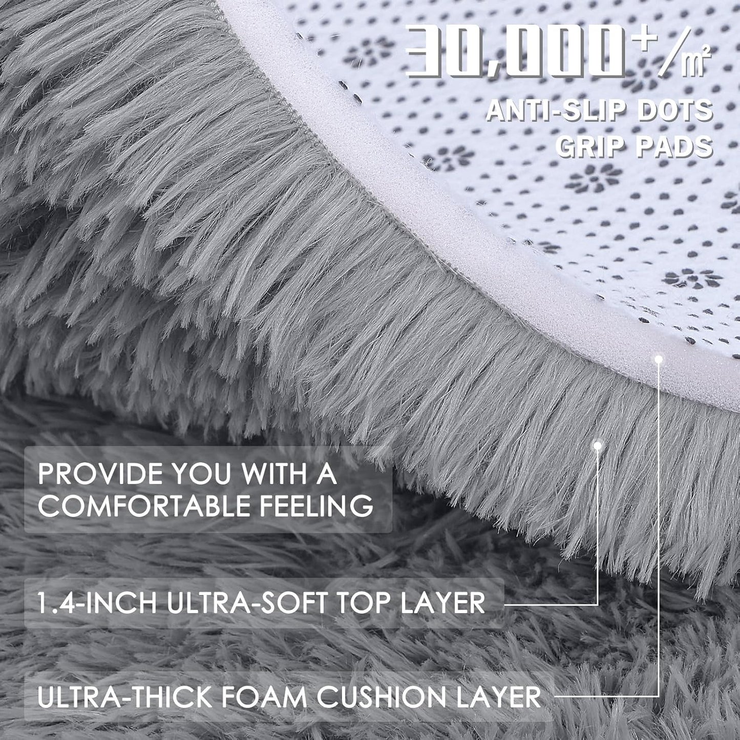 OLANLY Runner Rugs - Soft, Fluffy, Machine Washable for Hallways & Bedrooms | Light Grey 2x4 ft