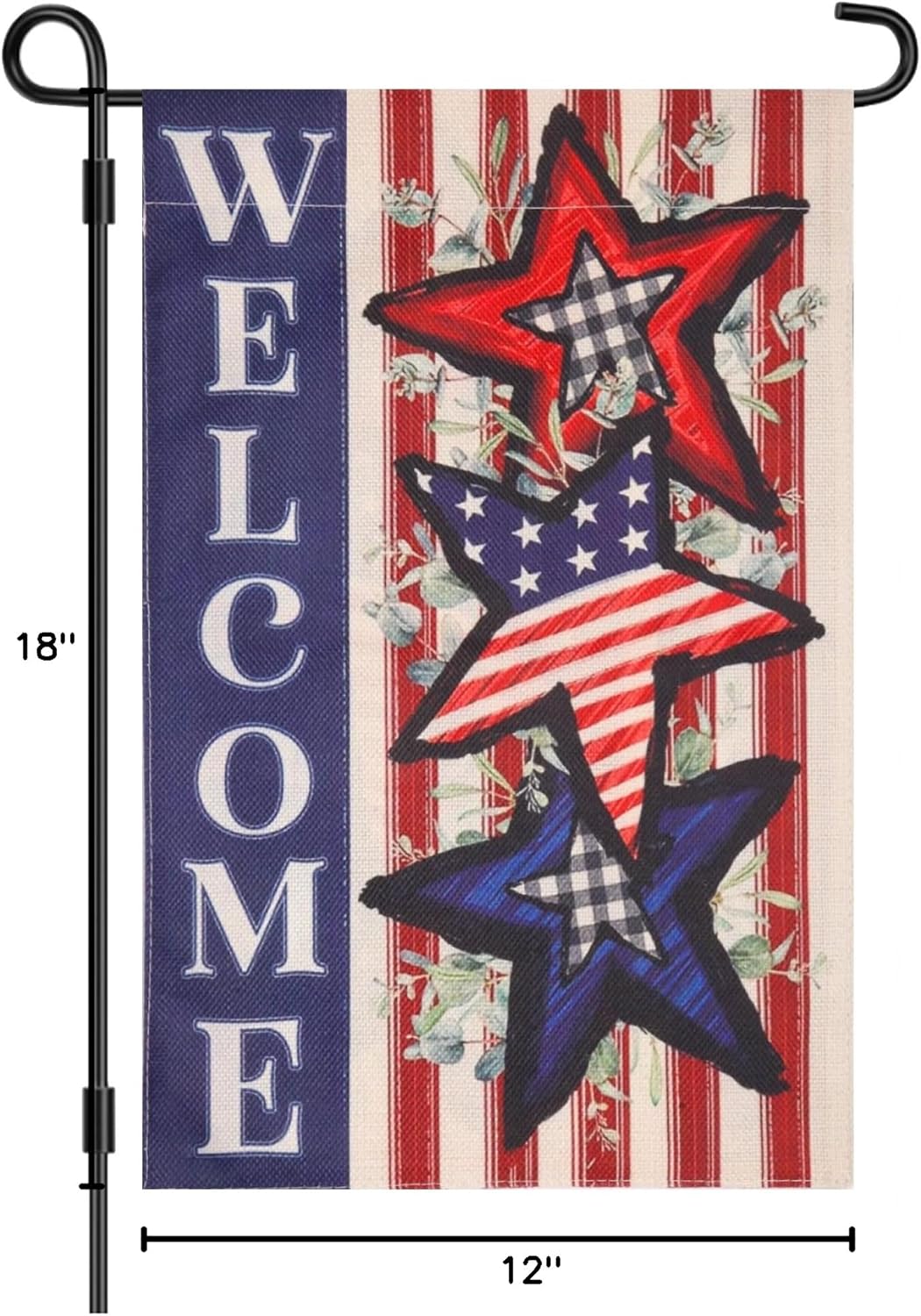 Skiennix 12x18 Inch Double-Sided Patriotic Garden Flag - Welcome American Stars & Stripes Outdoor Decor
