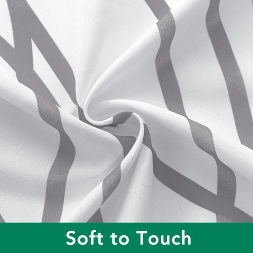 Biscaynebay Textured Fabric Shower Curtain 72 Inches by 72 Inches, Silver Grey Striped Printed Linen Modern Hotel Luxury Quality Cloth Bathroom Curtains Machine Washable