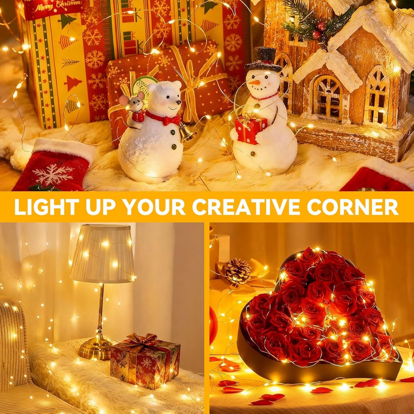 Twinkle Fairy Lights - 33ft 100 LED Waterproof String Lights with Remote & Timer | Warm White for Bedroom, Party & Christmas Decor