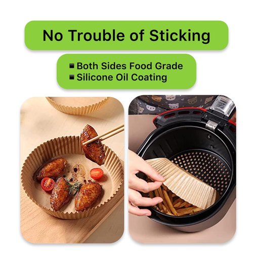 FINECE Air Fryer Liners Square, 100PCS for 2 to 5 Qt Air Fryer Disposable Paper Liner, 6.3 inch Unbleached Non-stick Oil-proof Parchment Paper