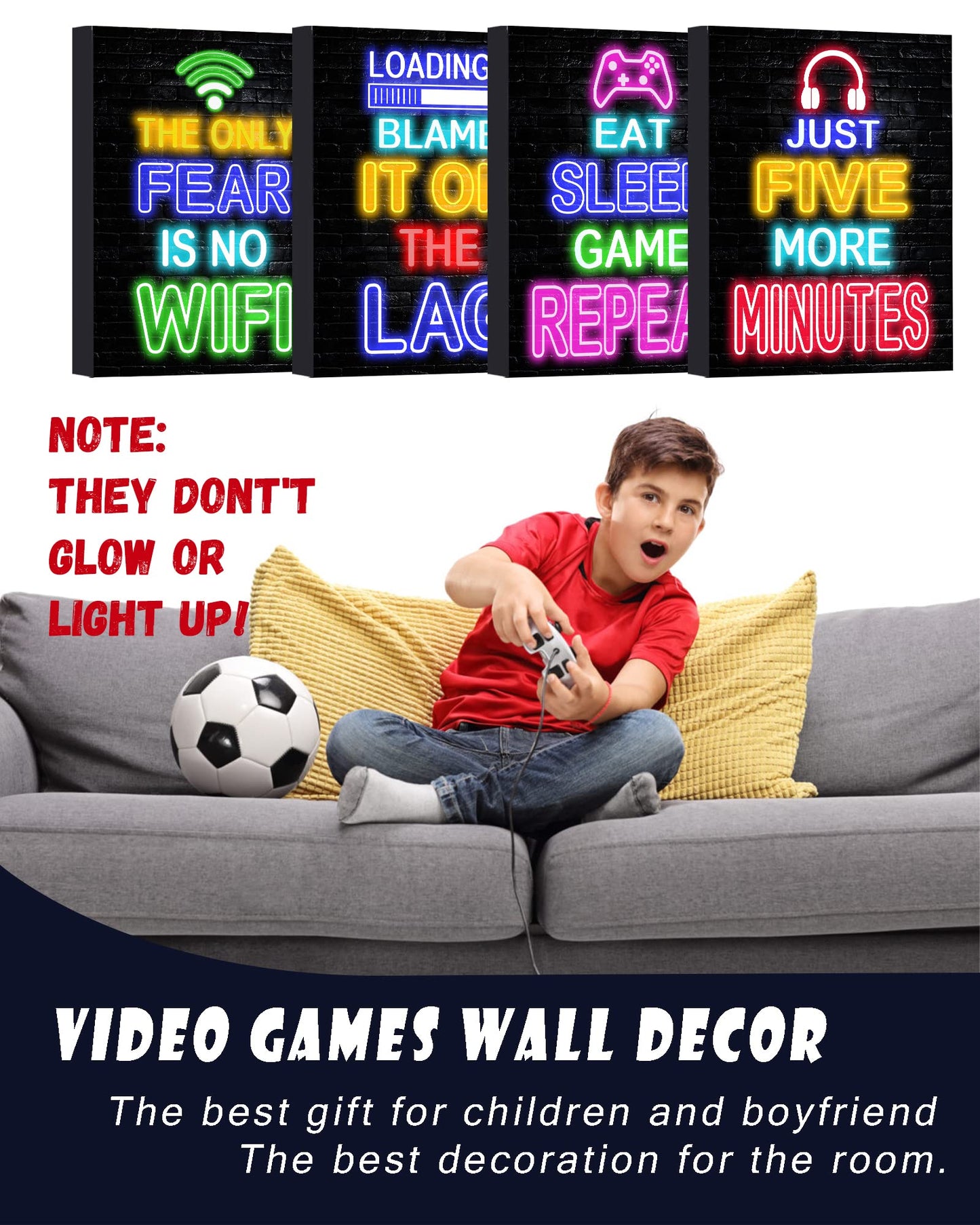 𝗗𝗿𝘀𝗼𝘂𝗺 Video Game Room Decor for Boys -𝗙𝗿𝗮𝗺𝗲𝗱12x16" Gaming Wall Art - Neon Gaming Room Decor - Game Poster - Gamer Wall Decor - Teenage Boy Room Decor
