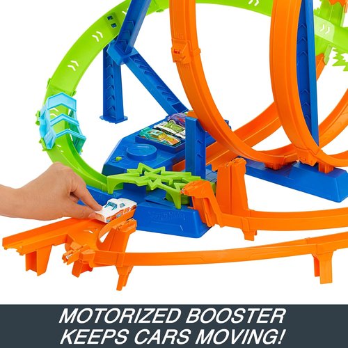 Hot Wheels Track Set - Epic Crash Dash with 5 Crash Zones & Motorized Booster | Includes 1:64 Scale Car