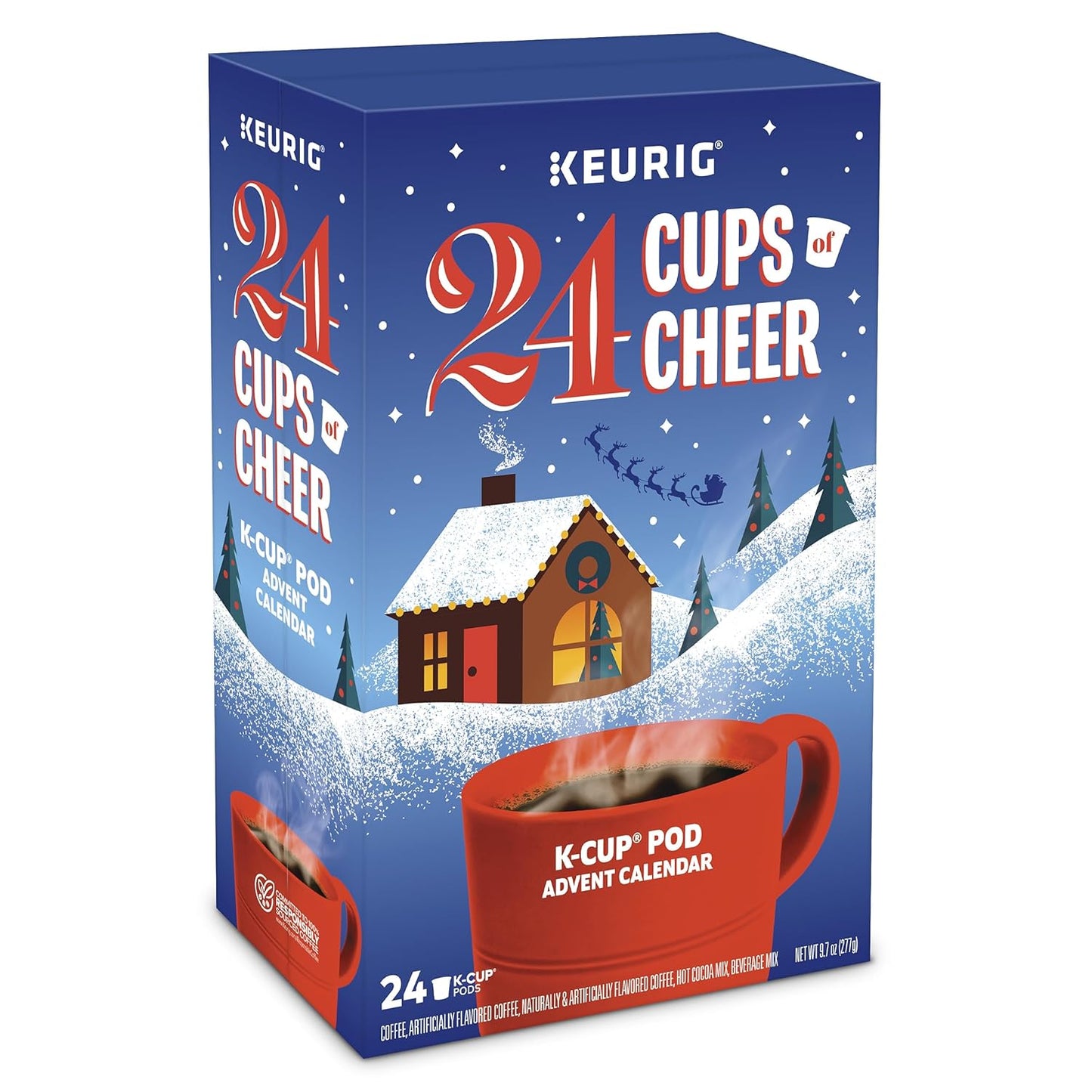 Keurig Advent Calendar - Variety Pack of 24 Single Serve K-Cup Pods for Holiday Enjoyment