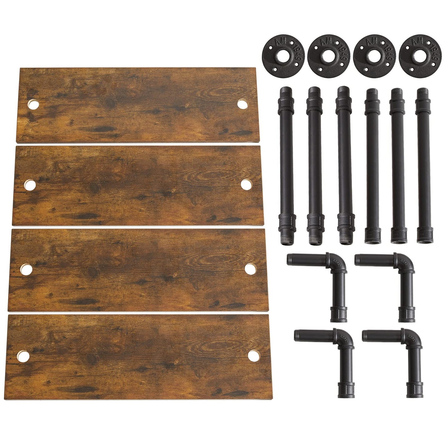 YMYNY Industrial Pipe Shelf Bracket, 4 Tiers Retro Wall Mounted Floating Shelf, Wood DIY Bookshelf, Storage Shelves for Living Room, Bedroom, Office, 24" Farmhouse Bathroom Shelving, UHWS002H