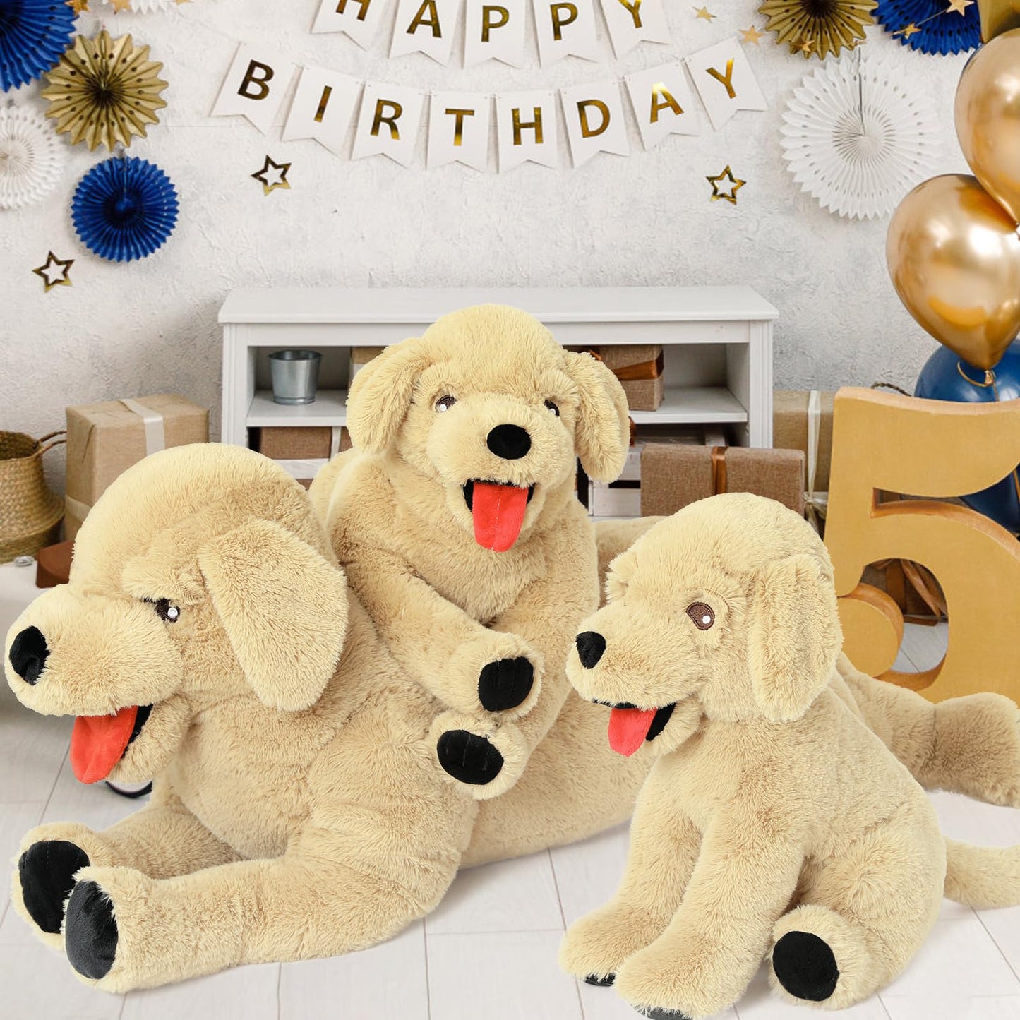 Lanmore 29" Dog Stuffed Animal Large Puppy Plush Golden Retriever Dogs Hugging Pillow for Kids Girlfriend, Gift for Birthday Christmas Valentine's Day Halloween(Light Brown)