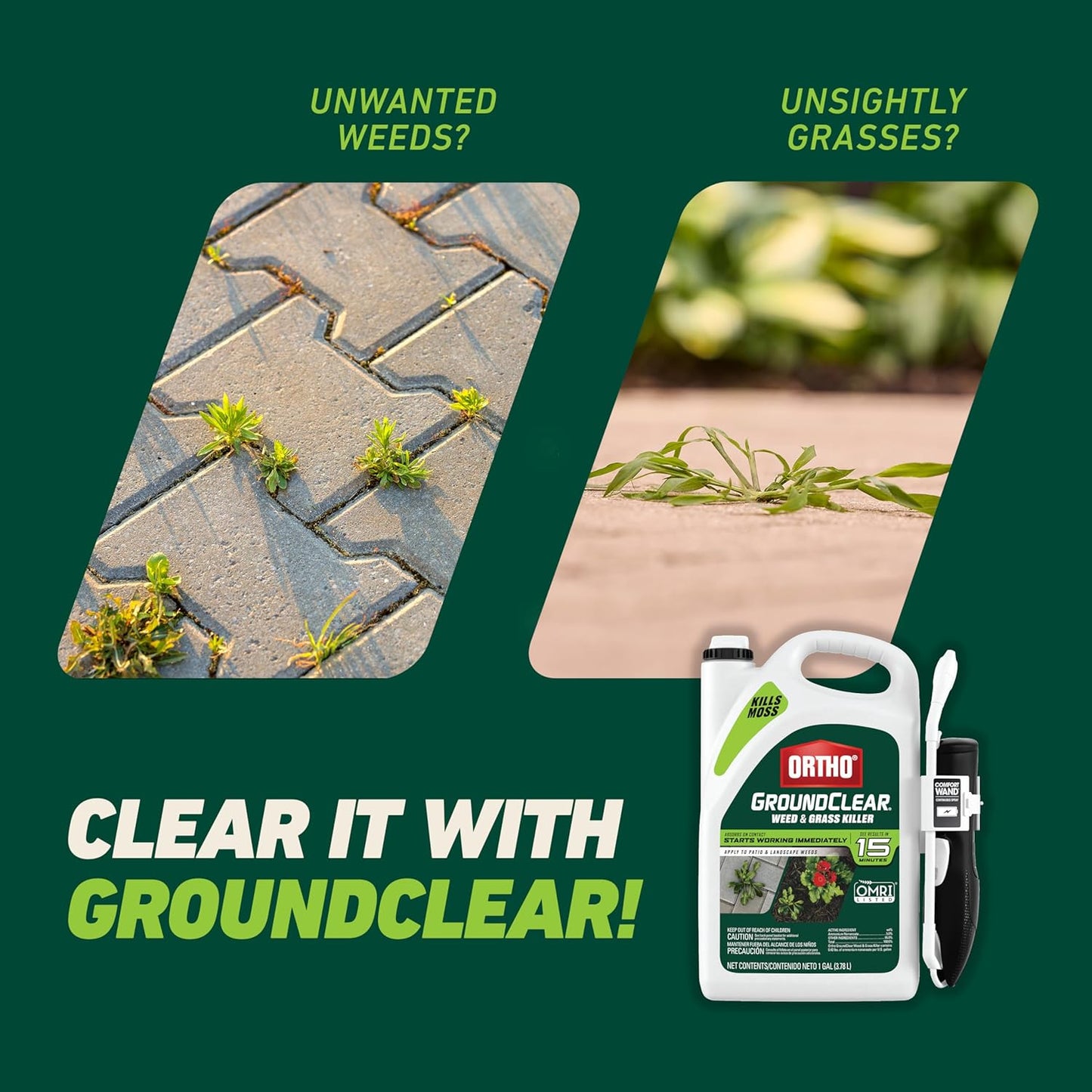Ortho GroundClear Weed & Grass Killer - Kills Dandelions, Crabgrass & More | Ready-to-Use, 1 Gallon