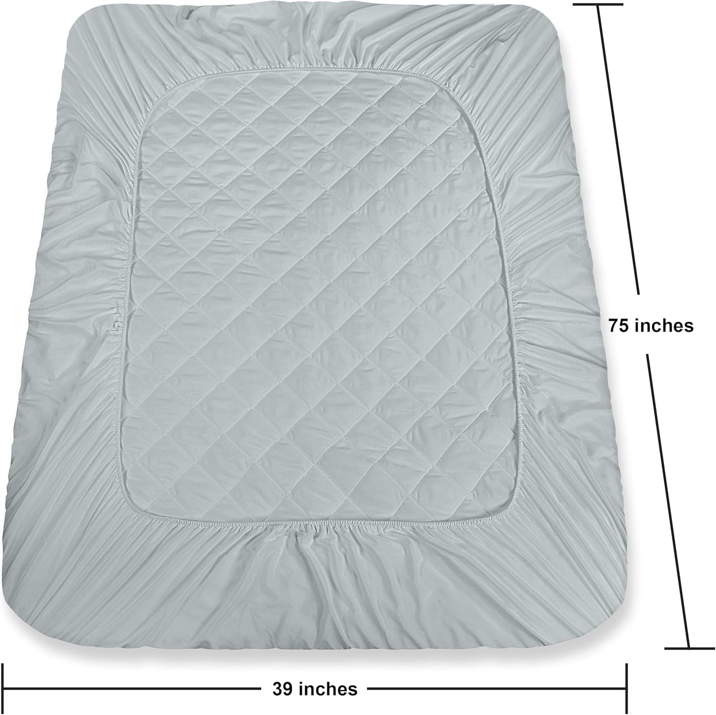Utopia Bedding Quilted Fitted Mattress Pad - Twin Size | Deep Pocket Protector, Machine Washable (Light Grey)