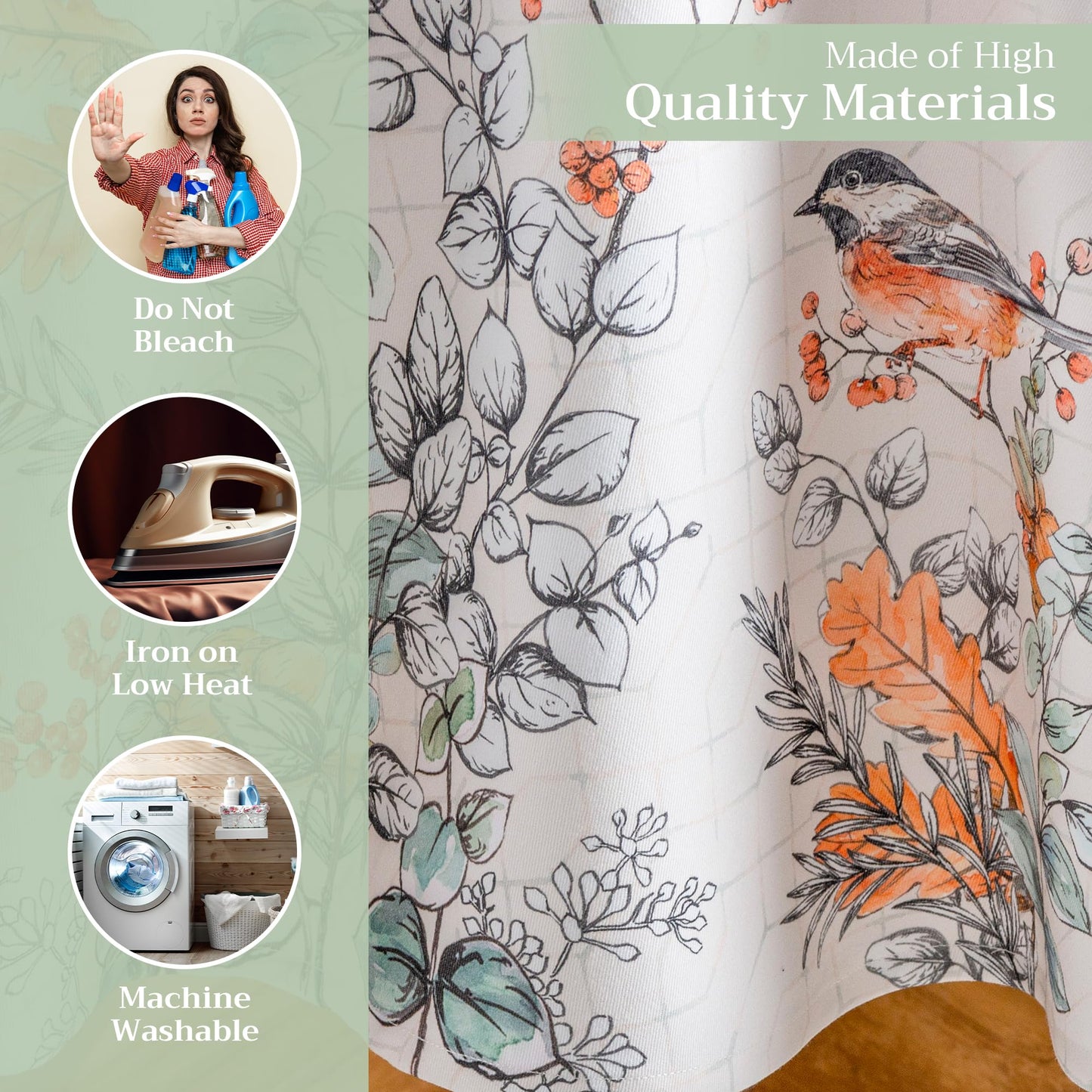 Maison d' Hermine Table Cloth Round Table 100% Cotton 69 Inches Fall Tablecloth Reusable Everyday Use for Thanksgiving Christmas Decorations Dining Farmhouse Party (Whitish Shabby Chique)
